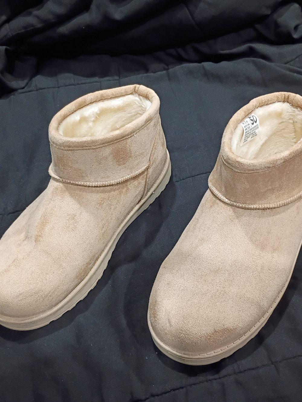 SO Plush Faux-Suede Ankle Slippers in Light Taupe